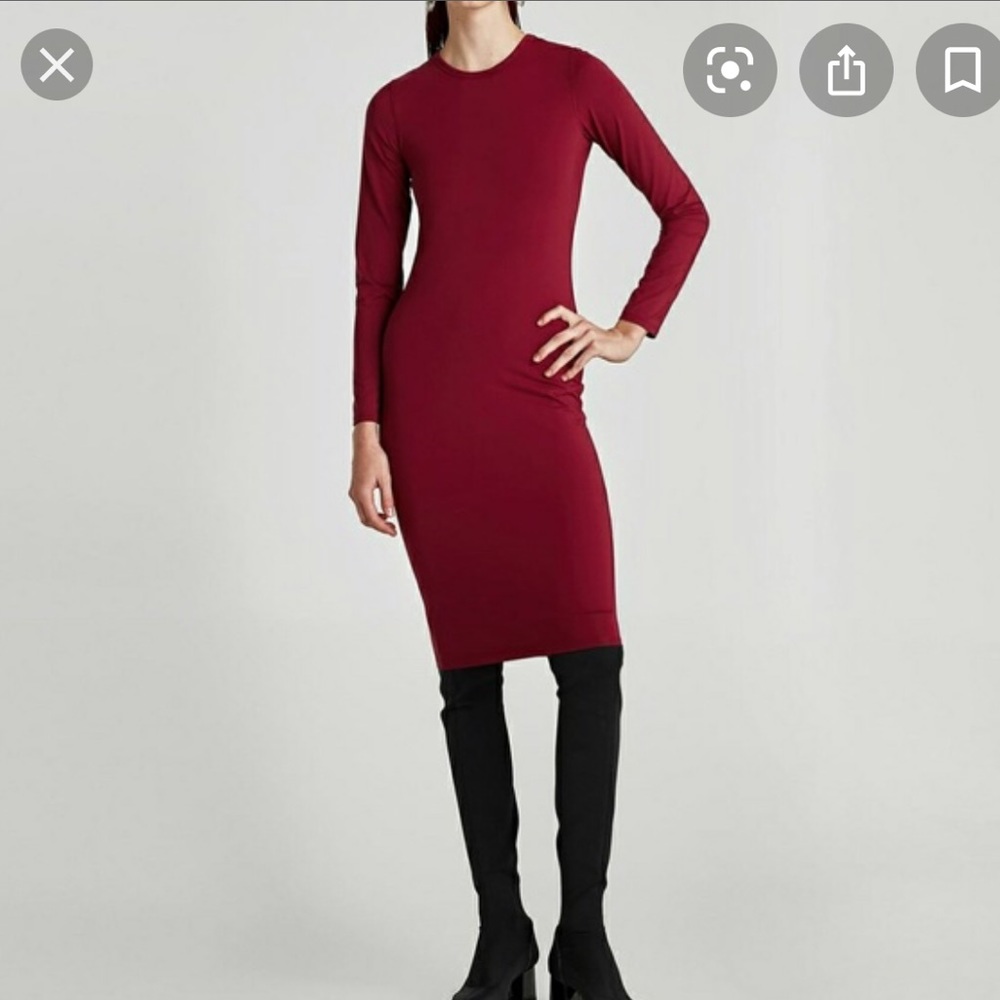 3/$30 Zara Burgundy Bodycon Midi Dress